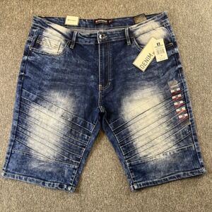 Southpole Mens Slim Moto Denim Shorts Medium Sand Blue 20121-3214 Size 38 NWT